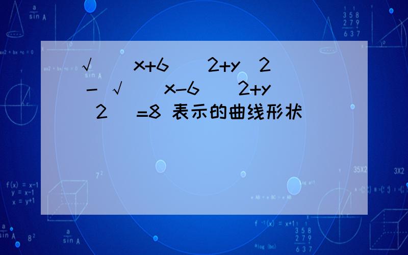 √[(x+6)^2+y^2] - √[(x-6)^2+y^2] =8 表示的曲线形状