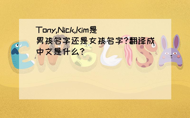 Tony,Nick,Kim是男孩名字还是女孩名字?翻译成中文是什么?