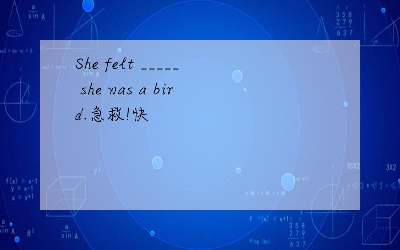 She felt _____ she was a bird.急救!快