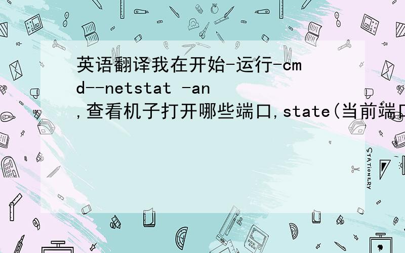 英语翻译我在开始-运行-cmd--netstat -an,查看机子打开哪些端口,state(当前端口状态),下面是:listening,established,下面还有句是time_wait这三个词是什么意思呢?