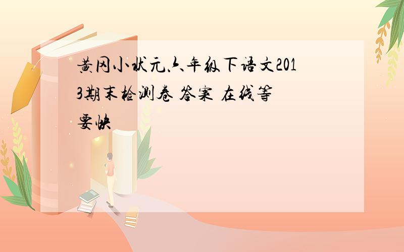 黄冈小状元六年级下语文2013期末检测卷 答案 在线等 要快