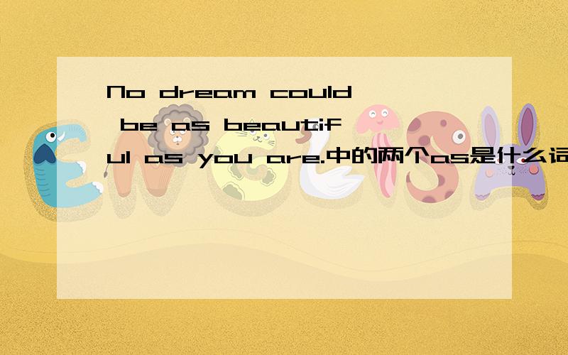 No dream could be as beautiful as you are.中的两个as是什么词,为什么最后加的是you are?you are做什么成分的