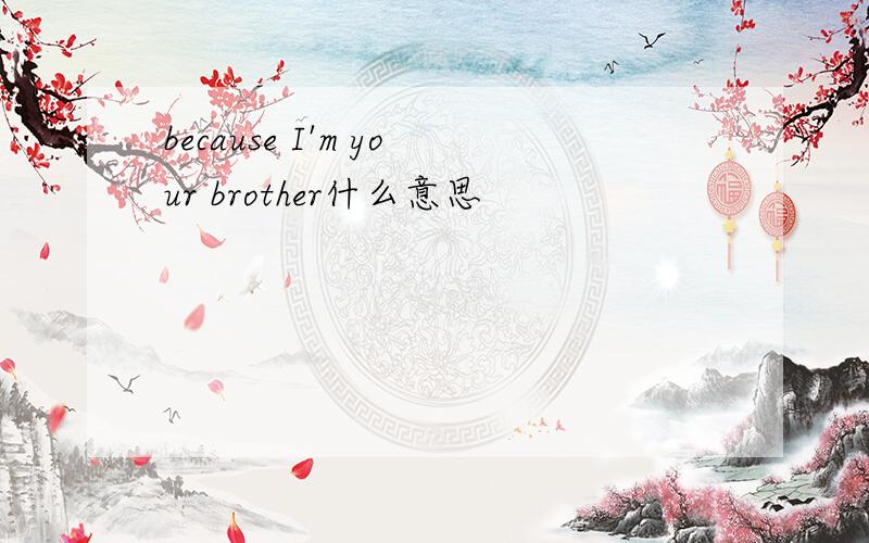 because I'm your brother什么意思